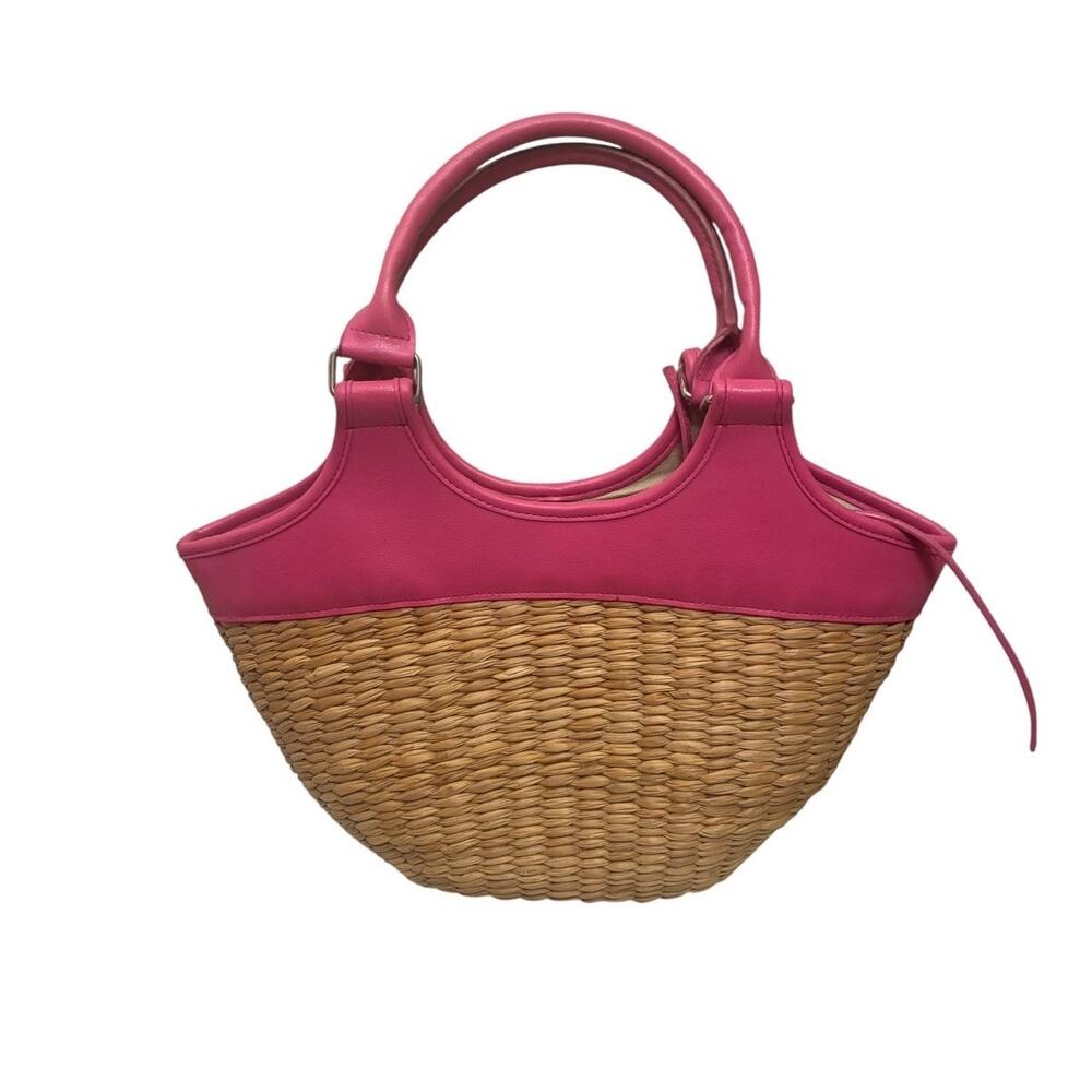 Vintage Banana Republic Y2K woven straw & pink vinyl bucket bag - Picture 8 of 8
